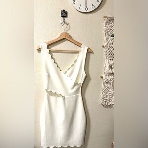 Chic Scalloped White Mini Dress